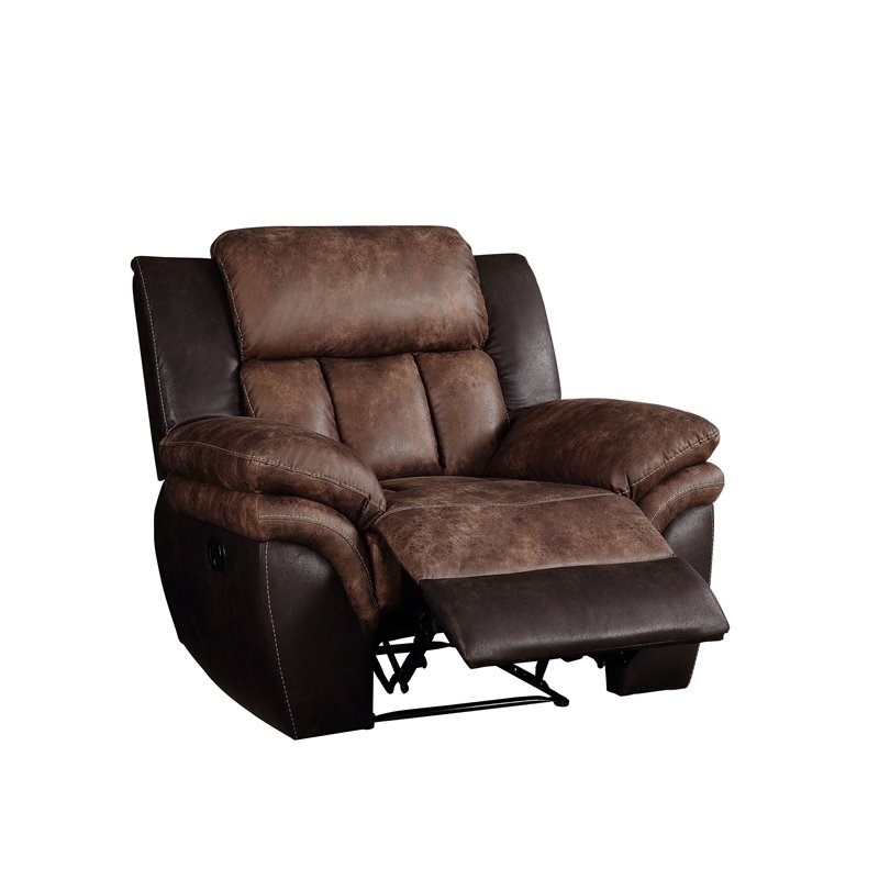 Bowery Hill Contemporary Recliner in Toffee and Espresso Polished Microfiber