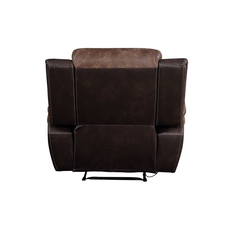 Bowery Hill Contemporary Recliner in Toffee and Espresso Polished Microfiber