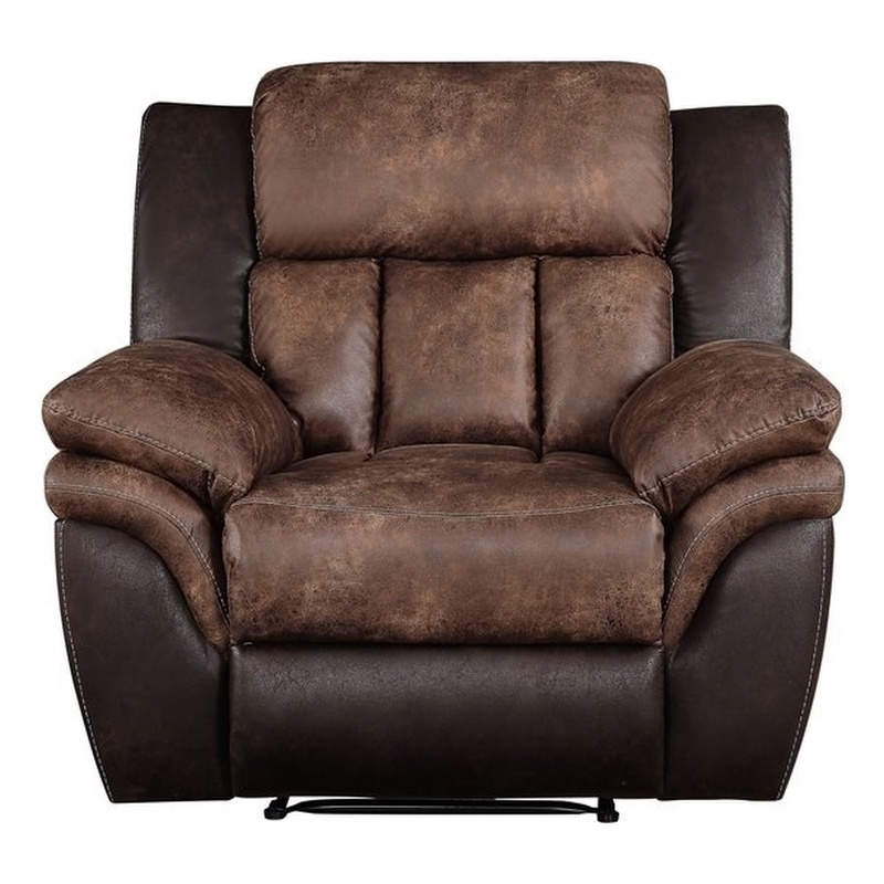 Bowery Hill Contemporary Recliner in Toffee and Espresso Polished Microfiber