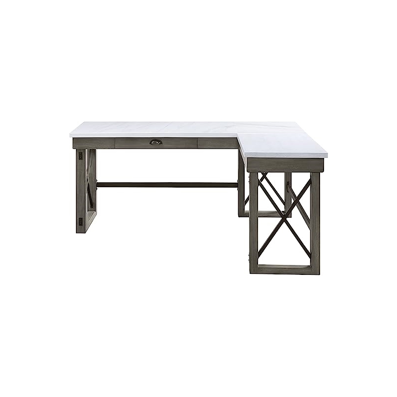 Bowery Hill Modern Writing Desk with Lift Top in Marble Top & Weathered Gray