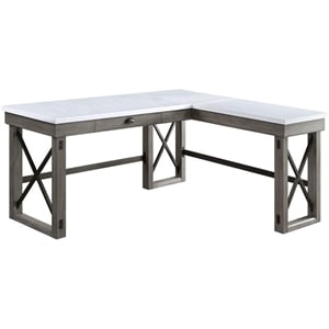 Bowery Hill Modern Writing Desk with Lift Top in Marble Top & Weathered Gray