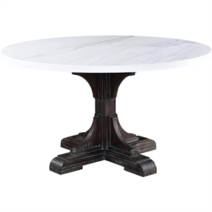 bowery hill contemporary dining table in white marble and weathered espresso