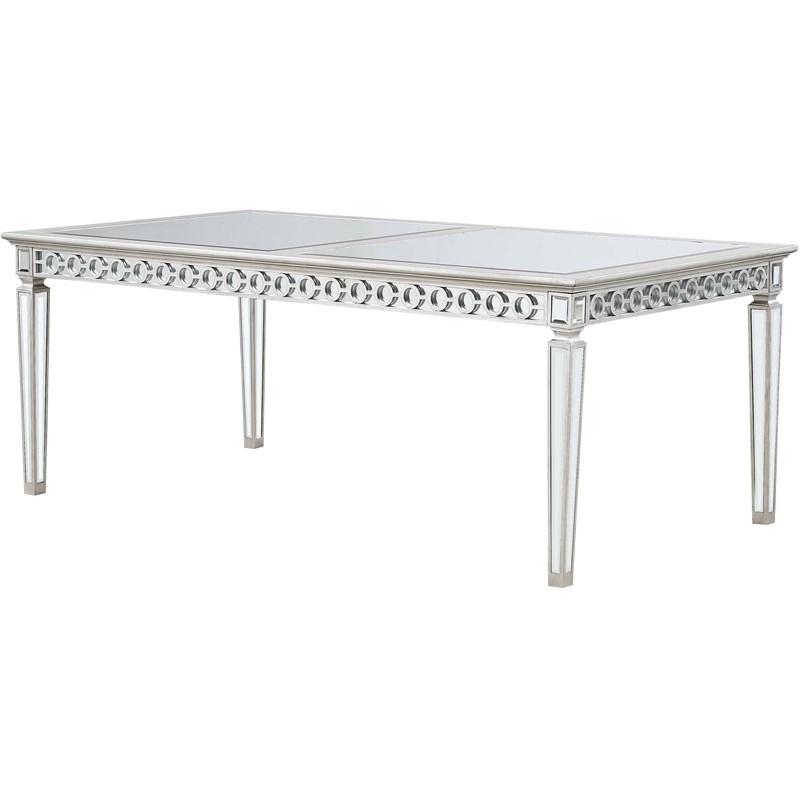 Bowery Hill Rectangular Contemporary Wood Dining Table in Mirrored