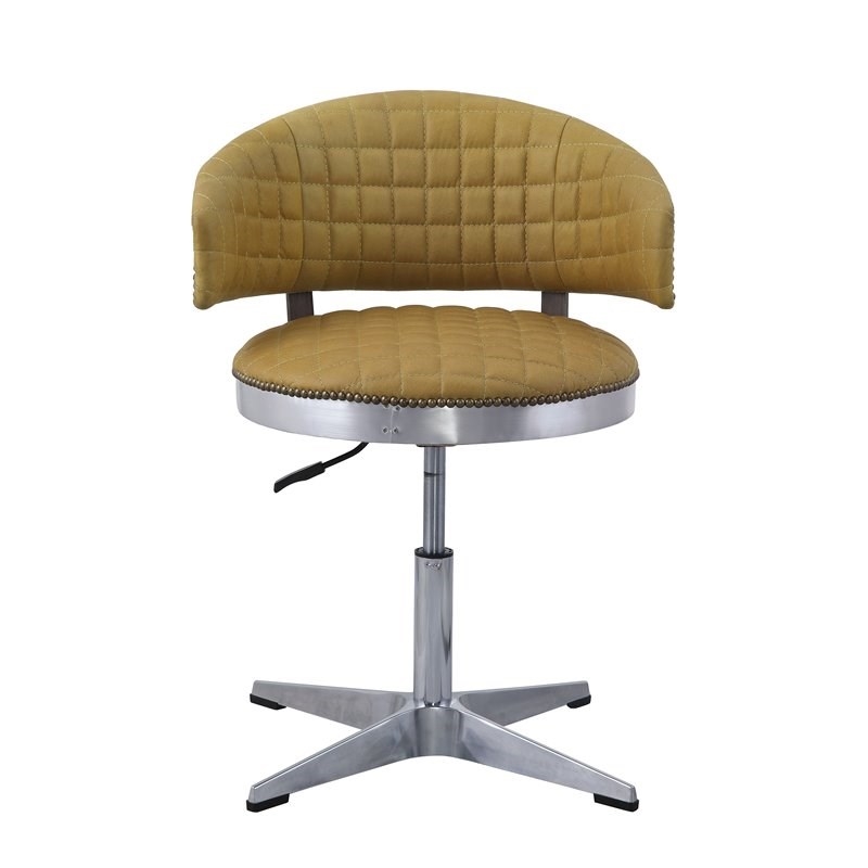 Bowery Hill Modern Adjustable Chair with Swivel in Turmeric Top Grain Leather