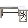 Bowery Hill Modern Writing Desk with Lift Top in Marble Top & Rustic Oak Finish