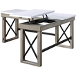 Bowery Hill Modern Writing Desk with Lift Top in Marble Top & Rustic Oak Finish