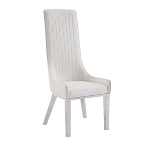 bowery hill contemporary dining chair in white pu and stainless steel (set of 2)