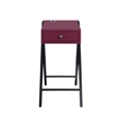 Bowery Hill Contemporary Side Table with USB Charging Dock in Burgundy and Black