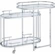 Bowery Hill Modern Serving Cart & Bar Table in Clear Glass & Chrome Finish