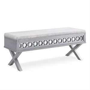 Bowery Hill Contemporary Linen Fabric Upholstered X-Base Bedroom Bench