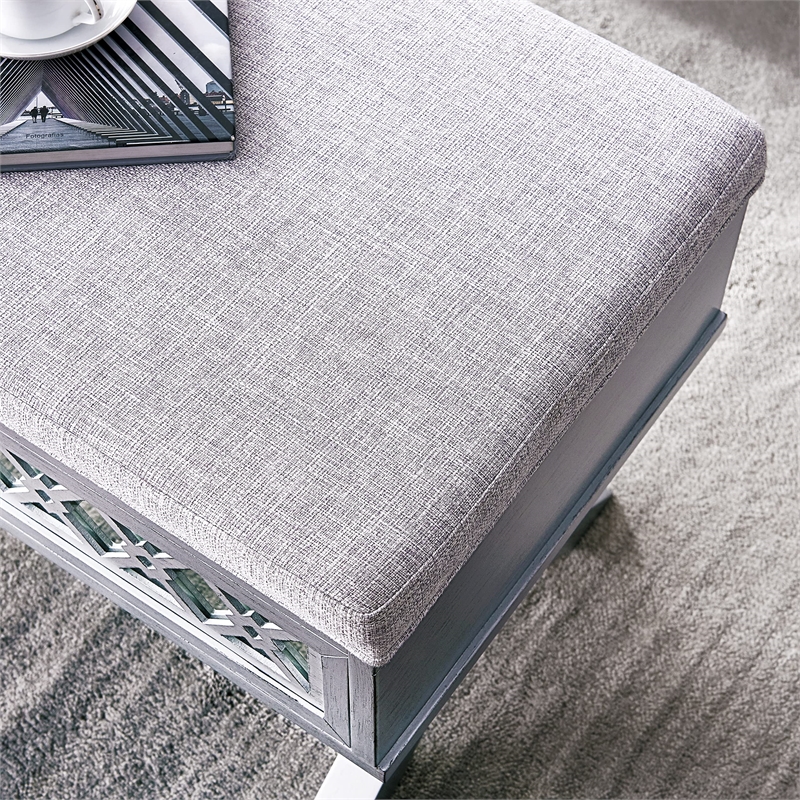 Bowery Hill Contemporary Linen Fabric Upholstered X-Base Bedroom Bench