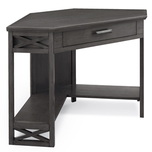 Bowery Hill Sturdy Wood Corner Computer/Writing Desk in Smoke Gray Oak