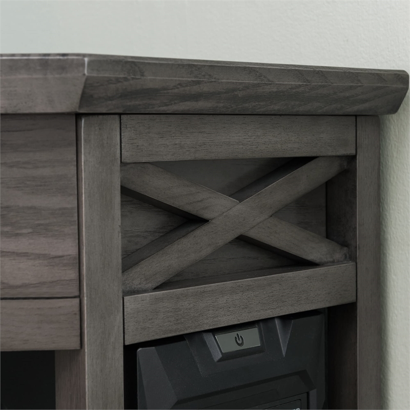 Bowery Hill Sturdy Wood Corner Computer/Writing Desk in Smoke Gray Oak