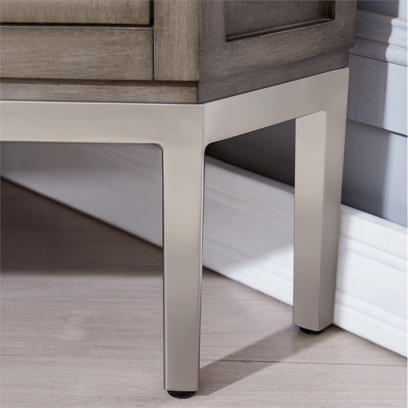 Bowery Hill Corner Wood TV Stand with Pewter Metal Base For TVs Upto 62