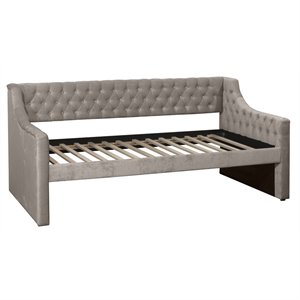 bowery hill modern streamlined and tufted upholstered daybed in silver