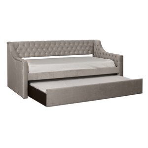 bowery hill modern streamlined and tufted upholstered daybed with trundle unit