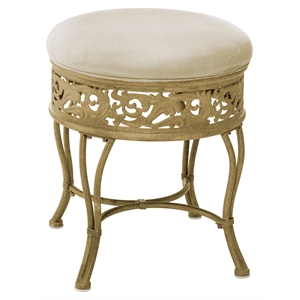 bowery hill traditional upholstered vanity stool antique beige