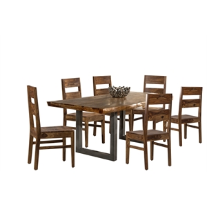 bowery hill mid century 7 piece dining set in natural sheesham