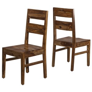 bowery hill contemporary dining side chair in natural (set of 2)