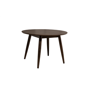 bowery hill mid mod round wood dining table chestnut