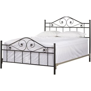 bowery hill elegant full metal spindle bed in textured black