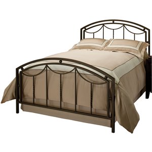 bowery hill transitional art deco queen metal spindle bed in deep bronze