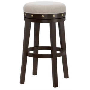 bowery hill backless swivel wood bar height stool in deep brown