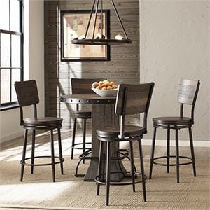 bowery hill 5 piece round counter height dining set in walnut