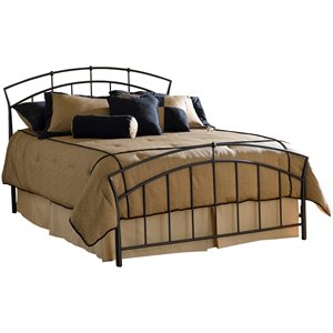 bowery hill contemporary king metal spindle bed in antique brown