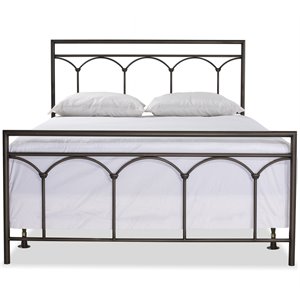 bowery hill classic contemporary full steel spindle bed in mahogany brown