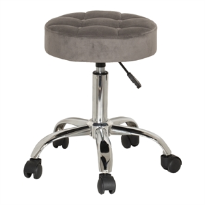 bowery hill tufted adjustable backless metal vanity stool in gray