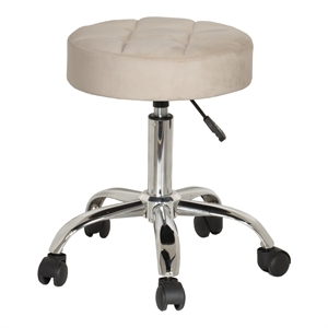 bowery hill tufted adjustable backless metal vanity stool in cream