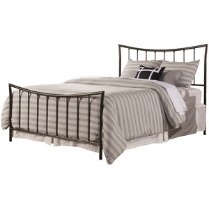 bowery hill traditional queen metal spindle bed in magnesium pewter