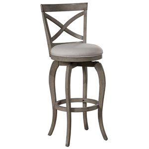 bowery hill fabric upholstered x-back swivel bar stool in aged gray