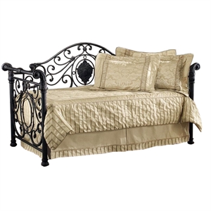 bowery hill metal sleigh daybed with suspension deck in antique brown