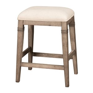 bowery hill backless non-swivel wood counter stool in distressed gray