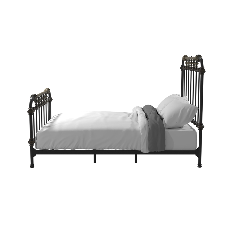 Bowery Hill Farmhouse Metal Queen Spindle Bed in Antique Black