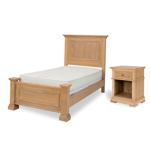 bowery hill traditional brown wood twin bed and nightstand