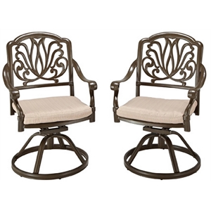 bowery hill coastal taupe aluminum outdoor swivel rocking chair