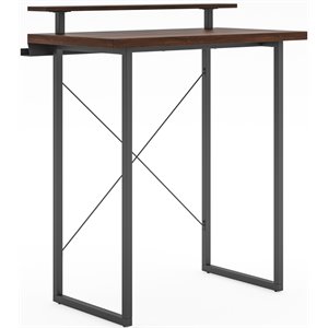 bowery hill contemporary brown wood standing desk with monitor stand