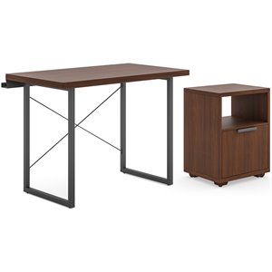 bowery hill contemporary brown wood desk with file cabinet