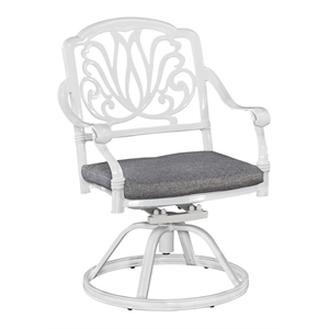 bowery hill coastal white aluminum swivel chair with cushion