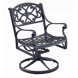 bowery hill traditional black aluminum outdoor swivel rocking chair