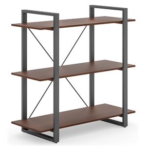Bowery Hill Contemporary Brown Wood Three-Shelf Bookcase
