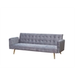 Bowery Hill Modern Velvet Convertible Sofa in Light Gray
