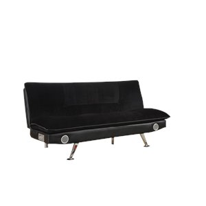 bowery hill modern tufted sleeper sofa with bluetooth speakers in black
