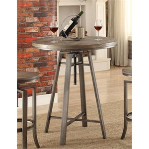 bowery hill modern round adjustable pub table in nutmeg