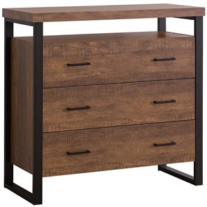 bowery hill modern 3 drawer country rustic wooden accent chest in rustic amber