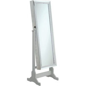 bowery hill modern jewelry cheval mirror with crystal trim in silver