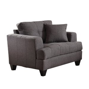 bowery hill modern tufted fabric chair in charcoal